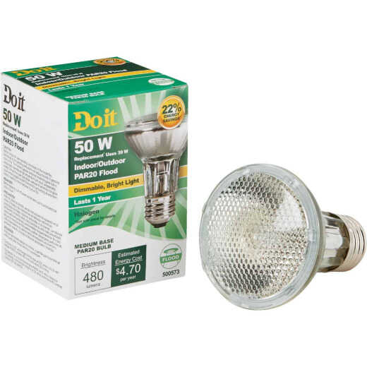 Do it 50W Equivalent Clear Medium Base PAR20 Halogen Floodlight Light Bulb